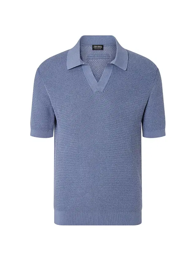 ZEGNA Men's Premium Cotton Polo Shirt - Lilac