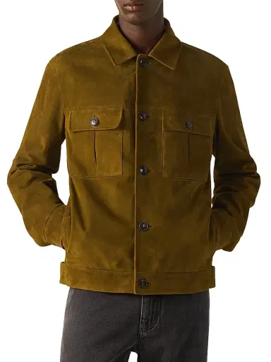 Zegna Men's Leather Blouson Jacket - Olive Green - Size 44 | Thumbnail 2