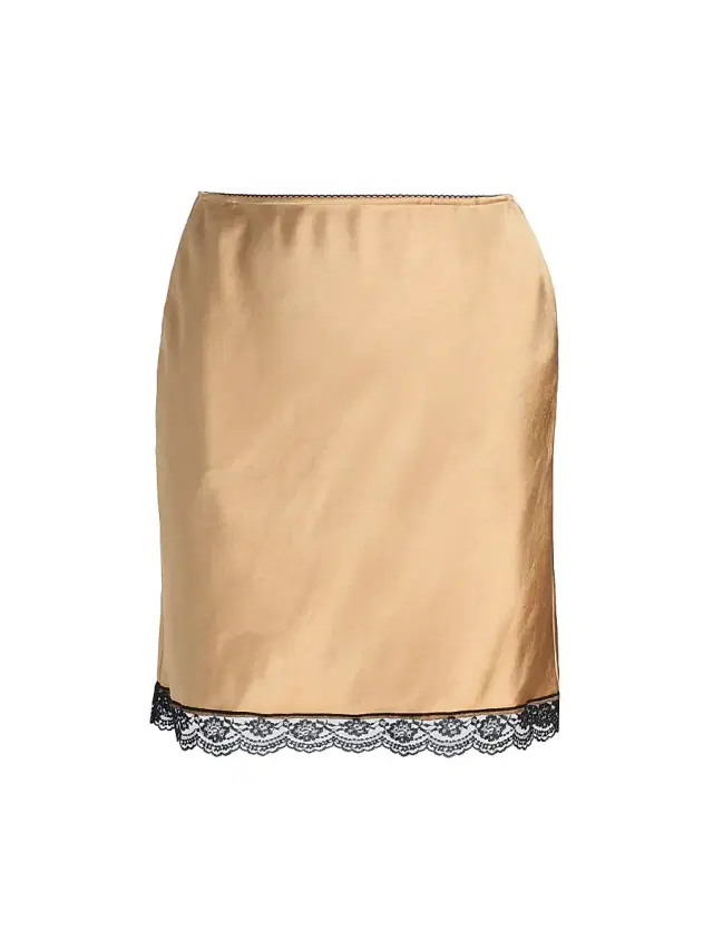 dh New York Women's Candice Satin Lace-Hem Miniskirt - Camel Combo