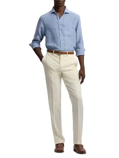 Ralph Lauren Purple Label Men's Linen Chambray Shirt - Infinity Blue | Thumbnail 2 Ralph Lauren Purple Label Men's Linen Chambray Shirt - Infinity Blue | Thumbnail 2