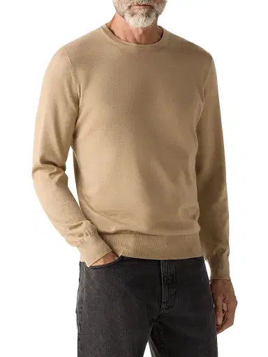 Zegna Men's Cashseta Crewneck Sweater - Beige - Size 48 | Thumbnail 2