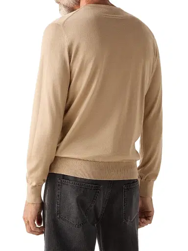Zegna Men's Cashseta Crewneck Sweater - Beige - Size 48 | Thumbnail 3