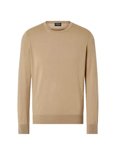 Zegna Men's Cashseta Crewneck Sweater - Beige - Size 48 | Thumbnail 1