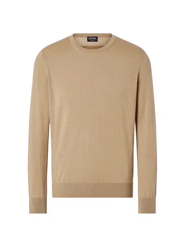 ZEGNA Men's Cashseta Crewneck Sweater - Beige