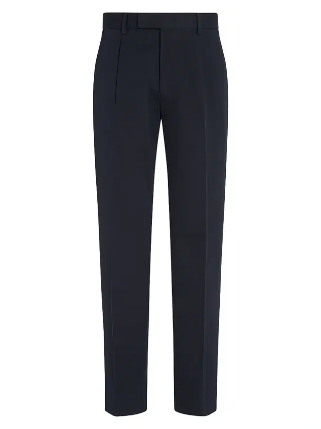 ZEGNA Men's Cotton and Wool Pants - Navy Blue