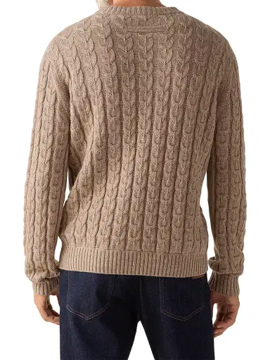 Zegna Men's Linen Cashmere and Silk Crewneck Sweater - Beige - Size 46 | Thumbnail 3