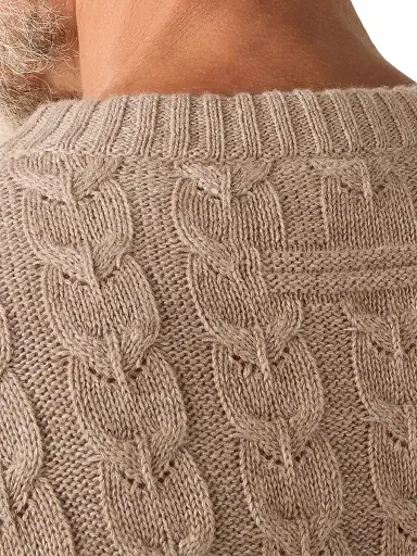 Zegna Men's Linen Cashmere and Silk Crewneck Sweater - Beige - Size 46 | Thumbnail 4