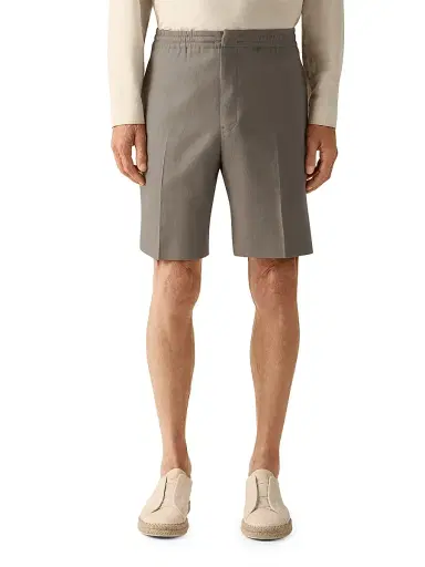 Zegna Men's Oasi Lino Shorts - Dark Taupe | Thumbnail 2 Zegna Men's Oasi Lino Shorts - Dark Taupe | Thumbnail 2