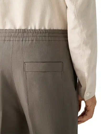 Zegna Men's Oasi Lino Shorts - Dark Taupe | Thumbnail 5 Zegna Men's Oasi Lino Shorts - Dark Taupe | Thumbnail 5