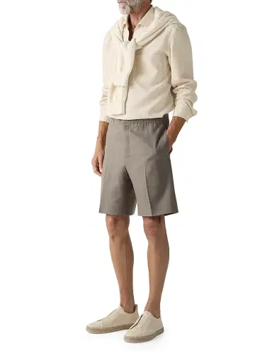 Zegna Men's Oasi Lino Shorts - Dark Taupe | Thumbnail 6 Zegna Men's Oasi Lino Shorts - Dark Taupe | Thumbnail 6