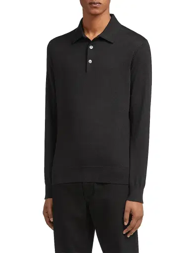 Zegna Men's Cashseta Polo Shirt - Black - Size 48 | Thumbnail 2