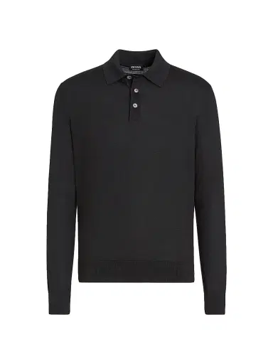Zegna Men's Cashseta Polo Shirt - Black - Size 48 | Thumbnail 1