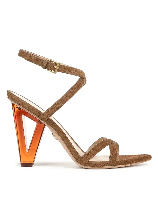 Veronica Beard Women's Lanaya 0MM Suede Sculptural-Heel Sandals - Chestnut Brown