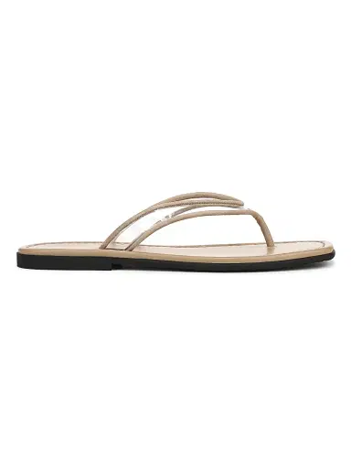 Veronica Beard Women's Clea Leather Flat Sandals - Clear Sand | Thumbnail 1 Veronica Beard Women's Clea Leather Flat Sandals - Clear Sand | Thumbnail 1