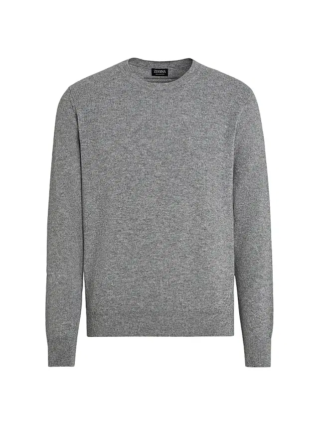 ZEGNA Men's Oasi Cashmere Crewneck T-Shirt - Grey Melange