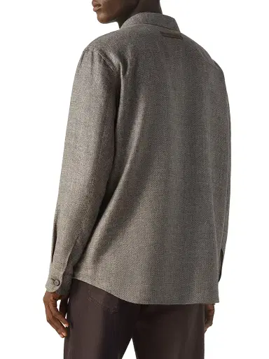 ZEGNA Men's Cashmere Linen and Silk Overshirt - Dark Brown | Thumbnail 3 ZEGNA Men's Cashmere Linen and Silk Overshirt - Dark Brown | Thumbnail 3