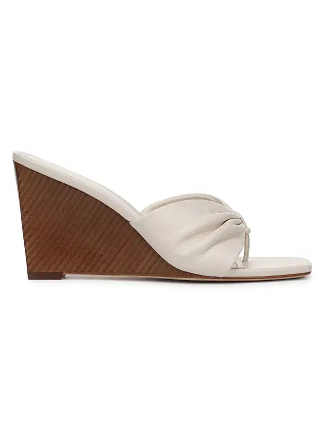Veronica Beard Women's Tullia Leather 85MM Wedge Sandals - Ecru