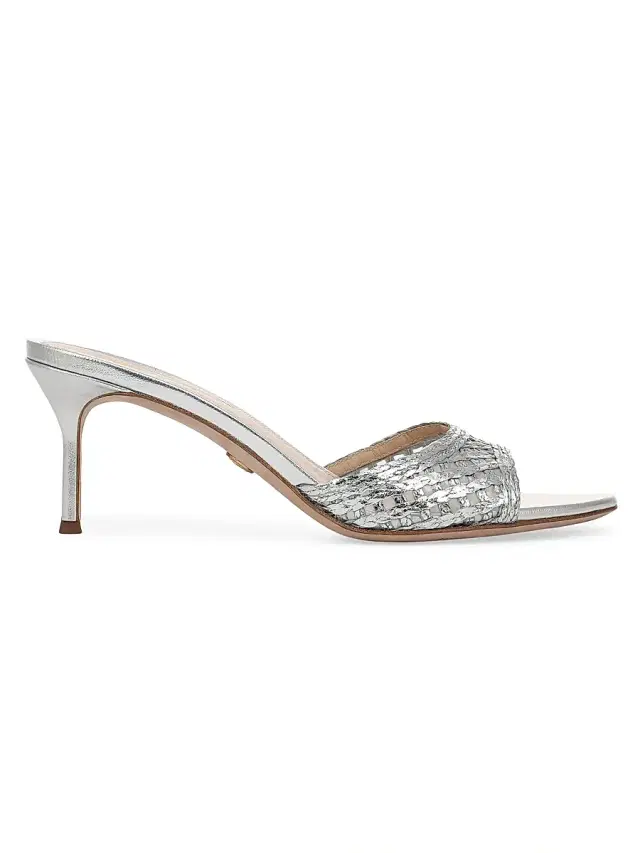 Veronica Beard Women's Tia 65MM Lattice Faux-Raffia Sandals - Silver