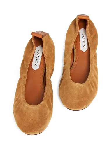 Lanvin Women's Ballerina Suede Flats - Brown | Thumbnail 4