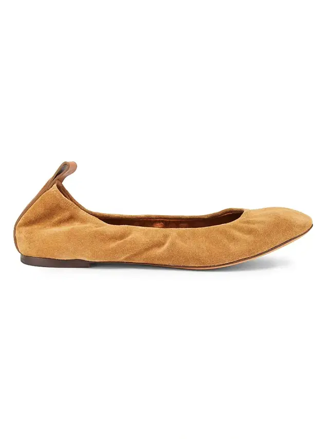 Lanvin Women's Ballerina Suede Flats - Brown