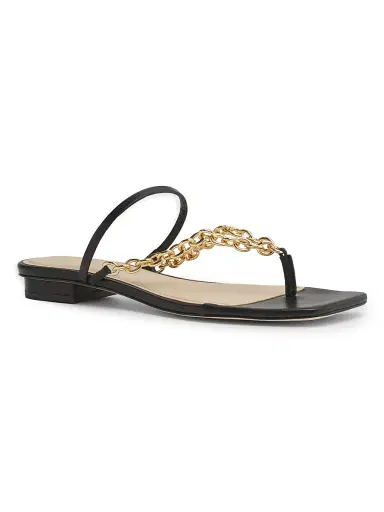 22élevé Women's Chain-Detailed Leather Sandals - Black | Thumbnail 2