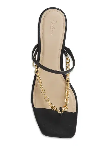 22élevé Women's Chain-Detailed Leather Sandals - Black | Thumbnail 4