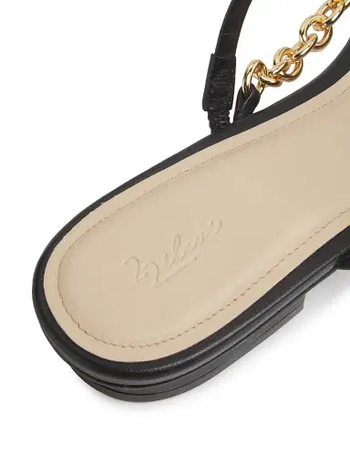 22élevé Women's Chain-Detailed Leather Sandals - Black | Thumbnail 5