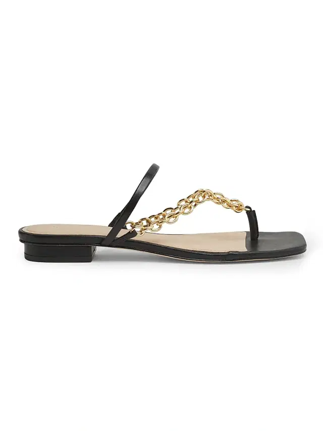 22élevé Women's Chain-Detailed Leather Sandals - Black