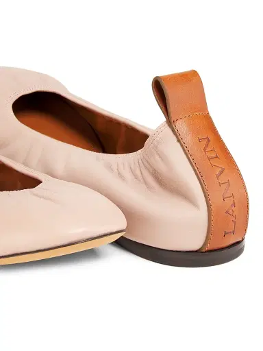 Lanvin Women's Leather Ballerina Flats - Dark Beige | Thumbnail 5