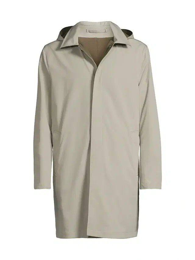 Sartorio Napoli Men's Reversible Stretch Nylon Hooded Jacket - Tan Brown