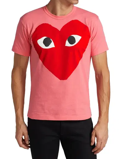 Comme des Garçons PLAY Men's Large Center Heart Graphic T-Shirt - Pink - Size Small | Thumbnail 3