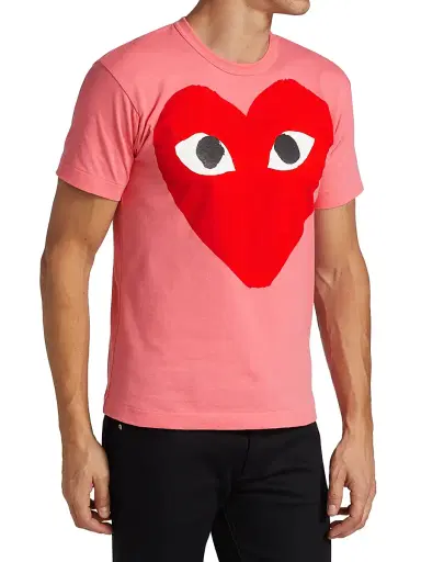 Comme des Garçons PLAY Men's Large Center Heart Graphic T-Shirt - Pink - Size Small | Thumbnail 4