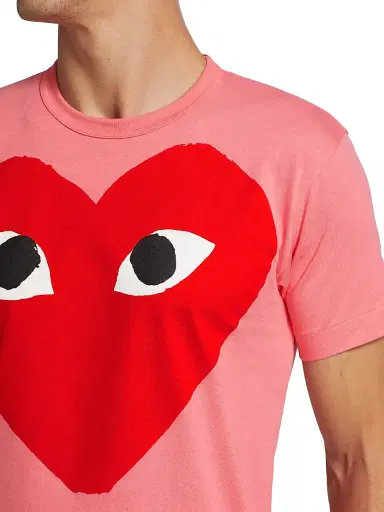 Comme des Garçons PLAY Men's Large Center Heart Graphic T-Shirt - Pink - Size Small | Thumbnail 6