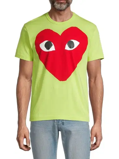 Comme des Garçons PLAY Men's Large Center Heart Graphic T-Shirt - Green - Size Small | Thumbnail 3