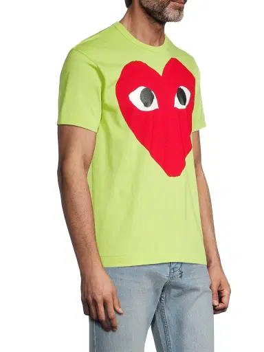 Comme des Garçons PLAY Men's Large Center Heart Graphic T-Shirt - Green - Size Small | Thumbnail 4