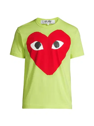 Comme des Garçons PLAY Men's Large Center Heart Graphic T-Shirt - Green - Size Small | Thumbnail 1