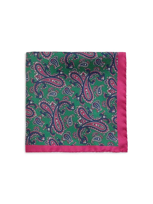 Saks Fifth Avenue Men's COLLECTION Paisley Silk Pocket Square - Green