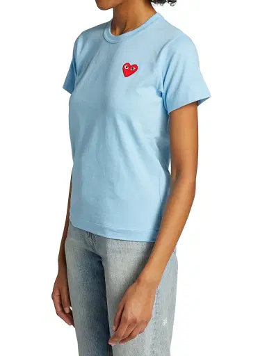 Comme des Garçons PLAY Women's Heart T-Shirt - Blue - Size XS | Thumbnail 4