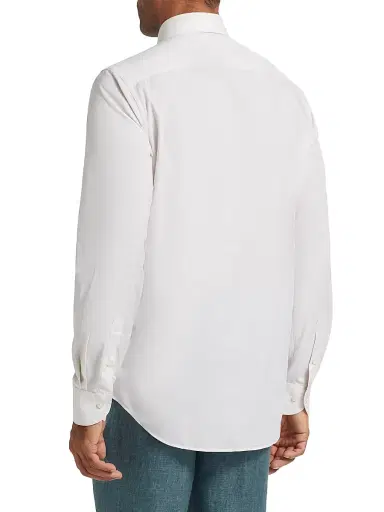 Saks Fifth Avenue Men's Heathered Cotton Dress Shirt - Cream - Size 17.5 | Thumbnail 5