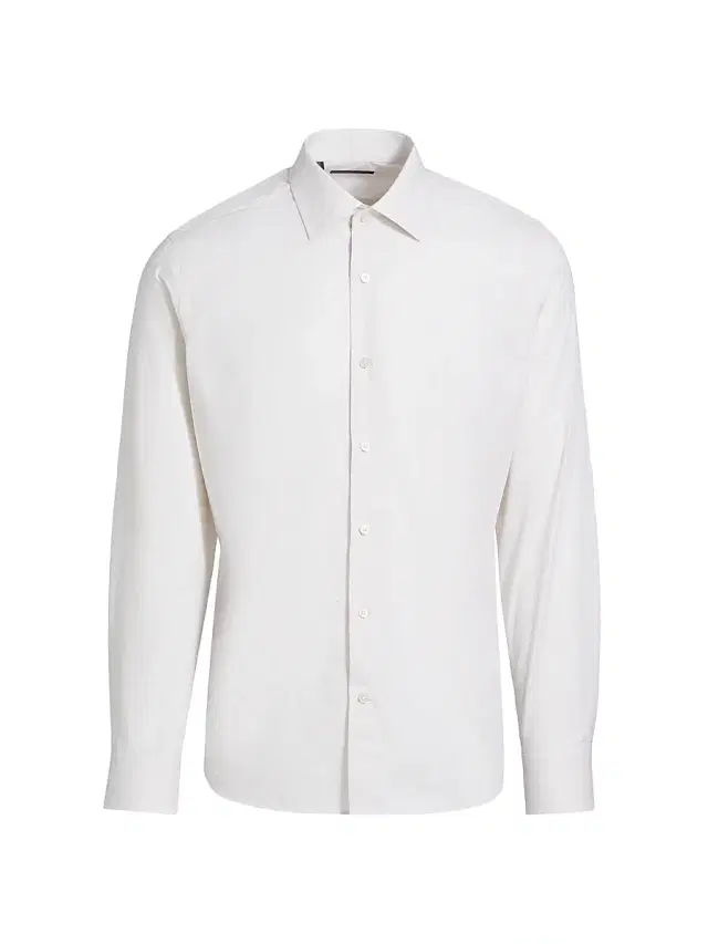 Saks Fifth Avenue Men's Heathered Cotton Dress Shirt - Cream - Size 17.5