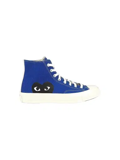 Comme des Garçons PLAY CdG PLAY x Converse Men's Chuck Taylor All Star Single Heart High-Top Sneakers - Blue - Size 9 | Thumbnail 1 Comme des Garçons PLAY CdG PLAY x Converse Men's Chuck Taylor All Star Single Heart High-Top Sneakers - Blue - Size 9 | Thumbnail 1