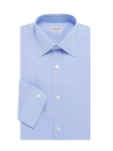 Charvet Men's Solid Poplin Dress Shirt - Blue - Size 15 | Thumbnail 1