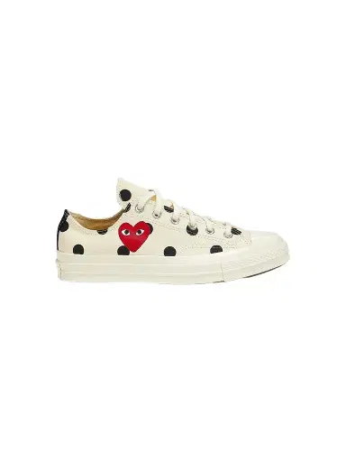 Comme des Garçons PLAY CdG PLAY x Converse Women's Chuck Taylor All Star Polka Dot Low-Top Sneakers - Off White - Size 12 | Thumbnail 1 Comme des Garçons PLAY CdG PLAY x Converse Women's Chuck Taylor All Star Polka Dot Low-Top Sneakers - Off White - Size 12 | Thumbnail 1