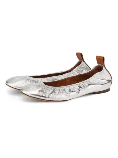 Lanvin Women's Metallic Leather Ballerina Flats - Silver | Thumbnail 2