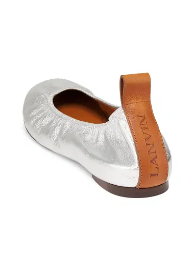 Lanvin Women's Metallic Leather Ballerina Flats - Silver | Thumbnail 3