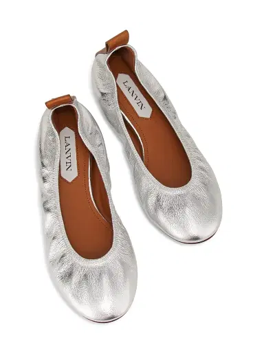 Lanvin Women's Metallic Leather Ballerina Flats - Silver | Thumbnail 4