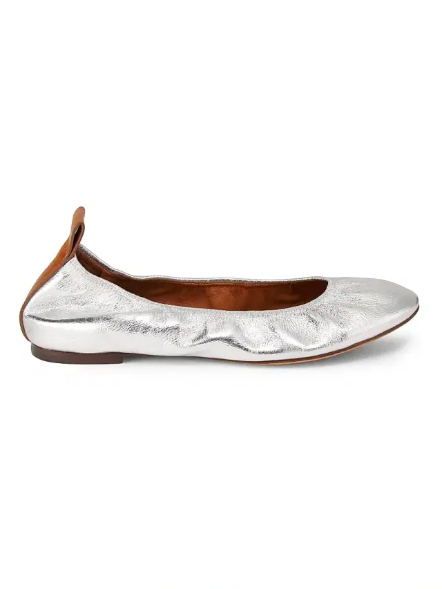 Lanvin Women's Metallic Leather Ballerina Flats - Silver