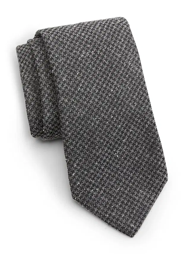 Men's Houndstooth Silk Tie - Grey