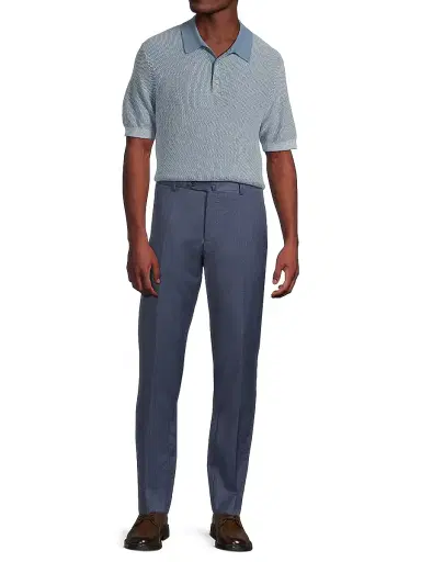 Saks Fifth Avenue Men's COLLECTION Basic Wool Dress Trousers - Denim | Thumbnail 2
