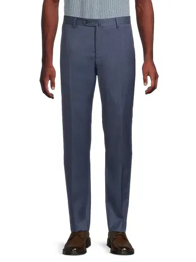 Saks Fifth Avenue Men's COLLECTION Basic Wool Dress Trousers - Denim | Thumbnail 3